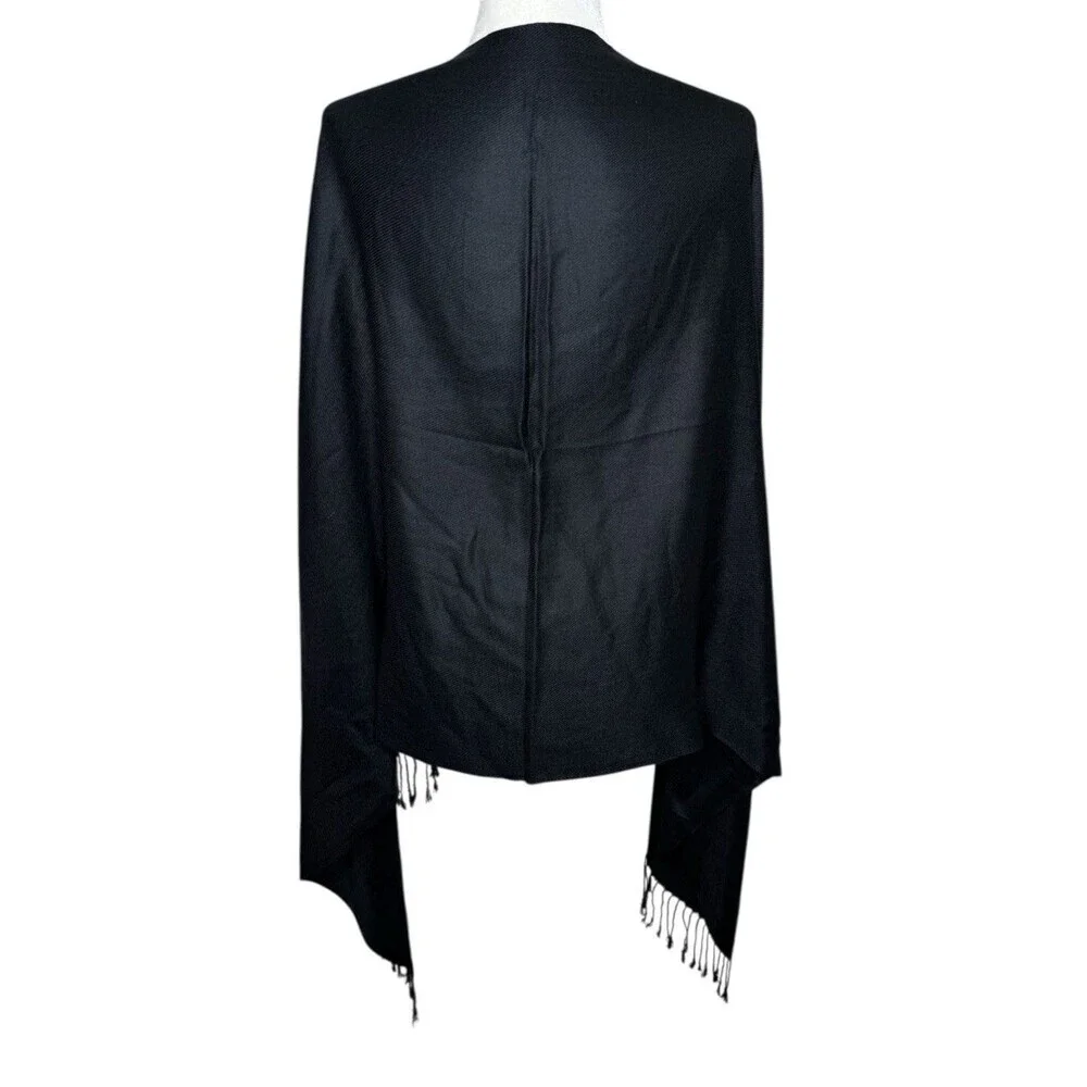Pashmina Scarf Wrap Shawl Paisley Black Silk Cashmere 66